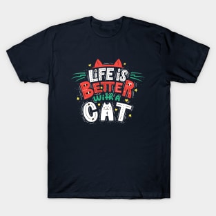 life is better with a cat doodle T-Shirt